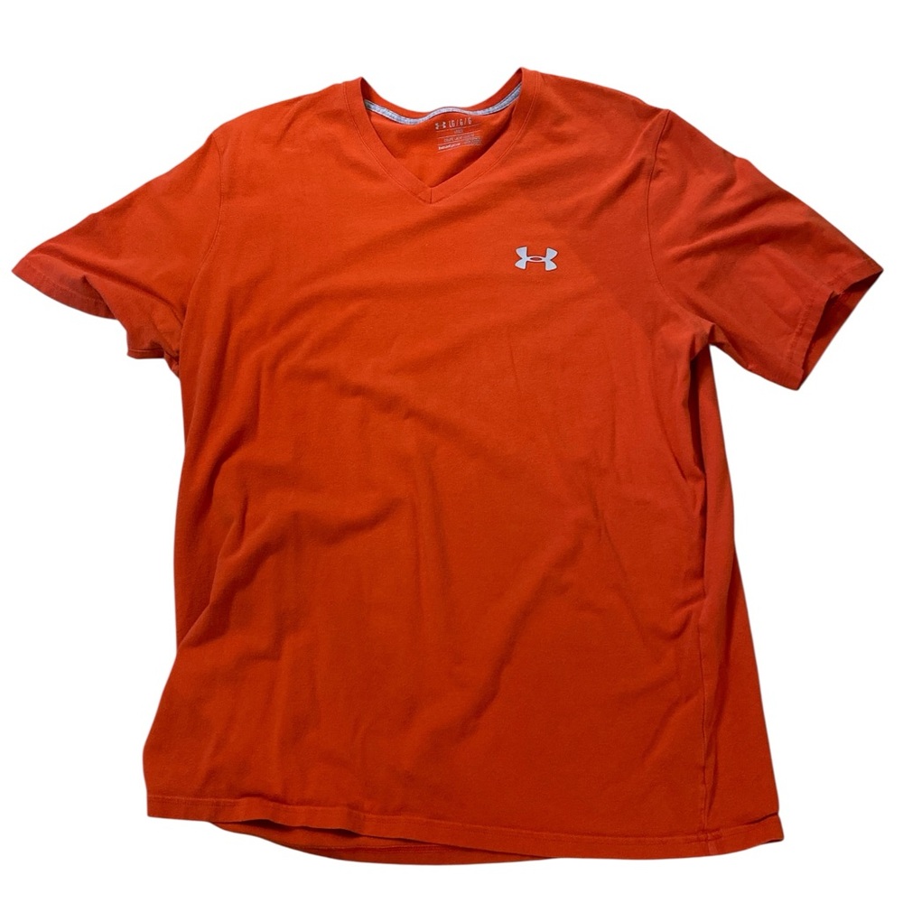 Under Armour HeatGear Charged Cotton V-Neck T-Shirt | Large | Orange | Loose Fit